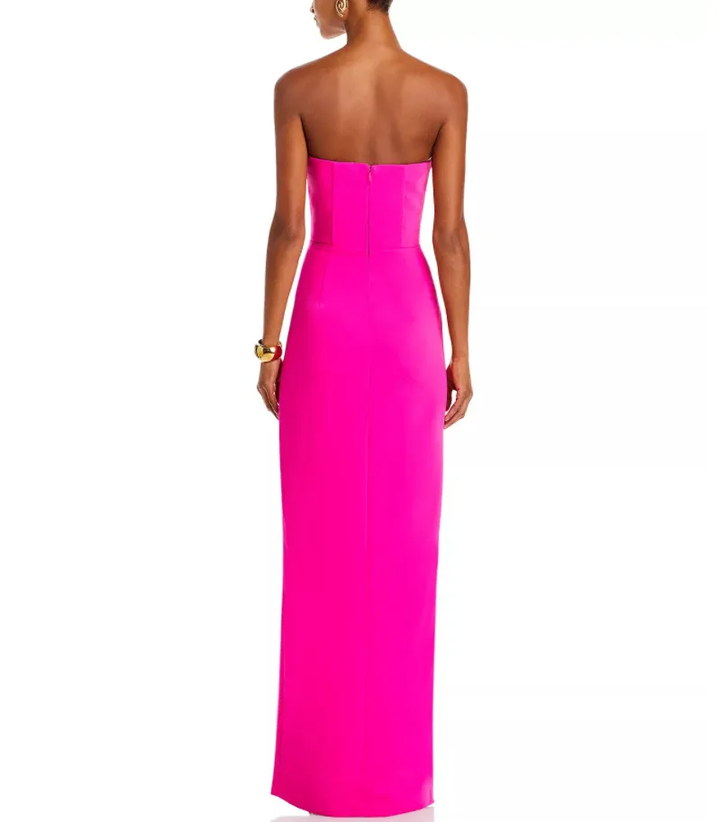 hot pink princess prom dresses Hot Pink Tulle A-line Princess Strapless Tiered Long Prom Dresses, MP974