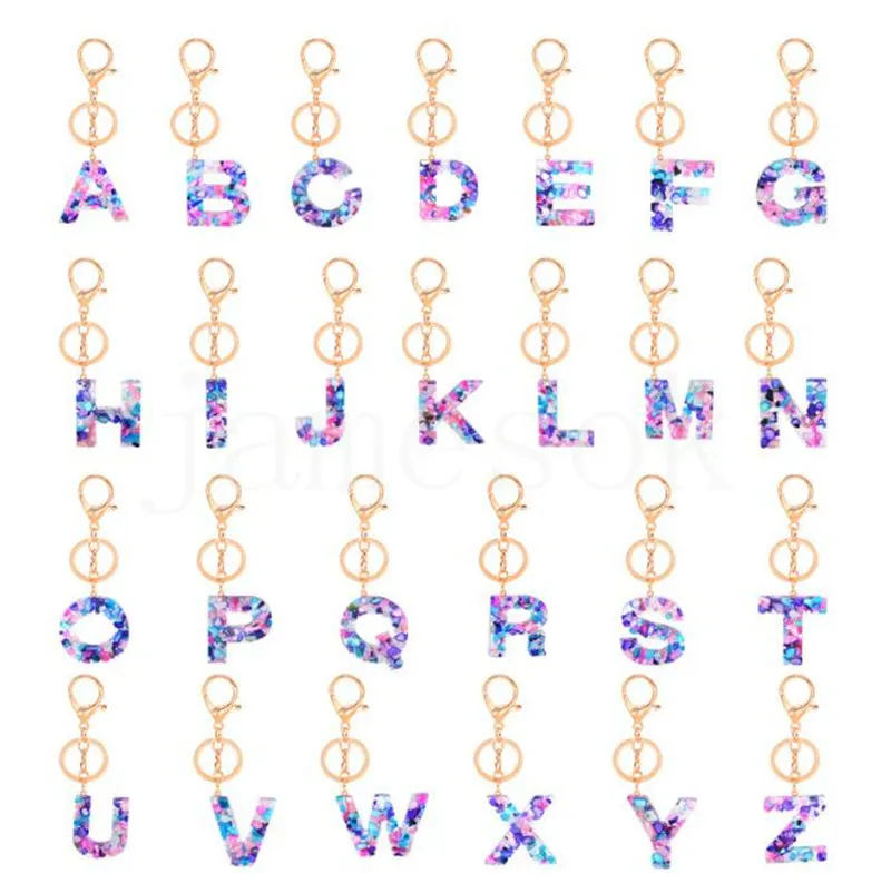 Trendy 26 lettere a ciondolo Donne della catena chiave da uomo Acrilico portachiavi Acrychain A a Z Keyring Charm Charm Bag Accessori regalo DE793