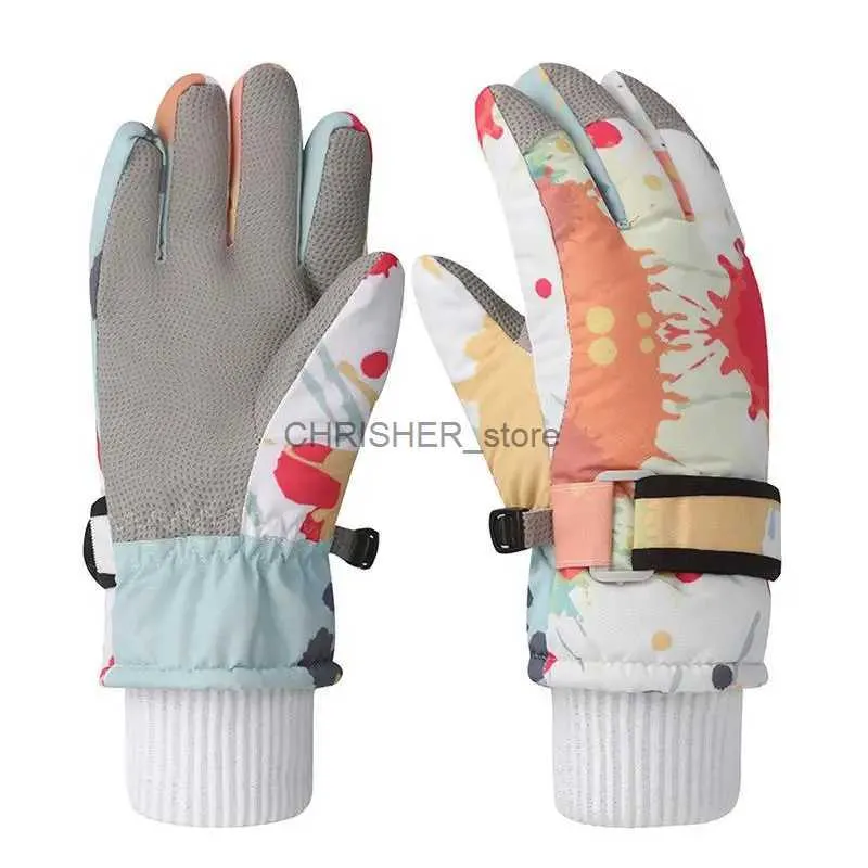 Gants de ski Gants de ski pour enfants Gants d'hiver isolés antidérapants Équipement d'hiver chaud rembourré pour le snowboard ski alpinisme course à pied ForL23118