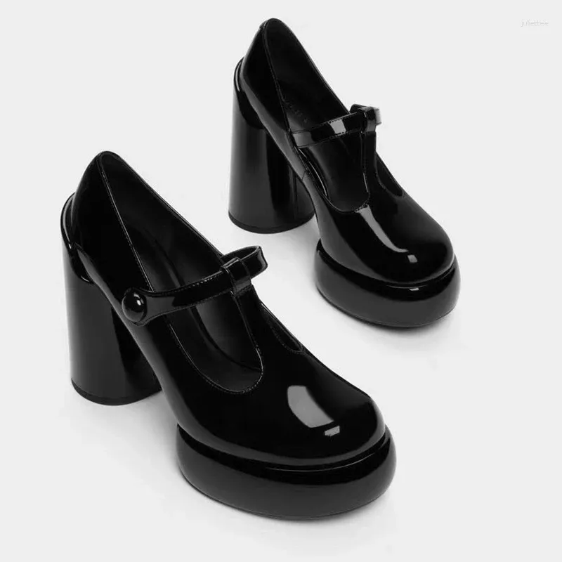 Zapatos de vestir Tacones altos Mary Janes Mujeres Elegante Chunky 2024 Otoño Diseñador Lolita Marca Bombas Chaussures Femme