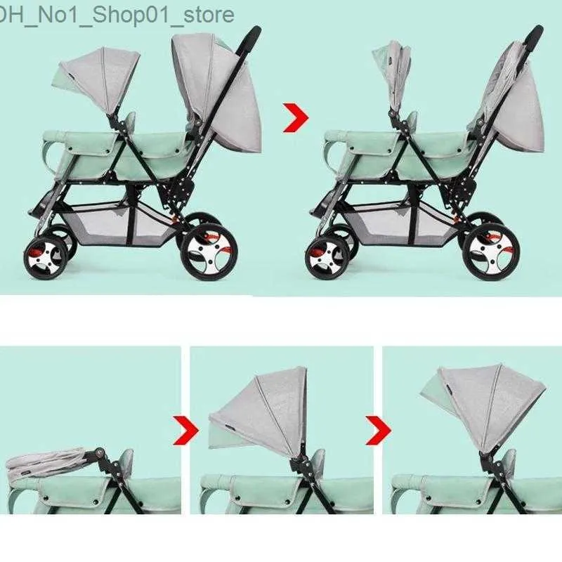Twin Stroller, Lightweight Double Seat Cart, Portable Newborn
