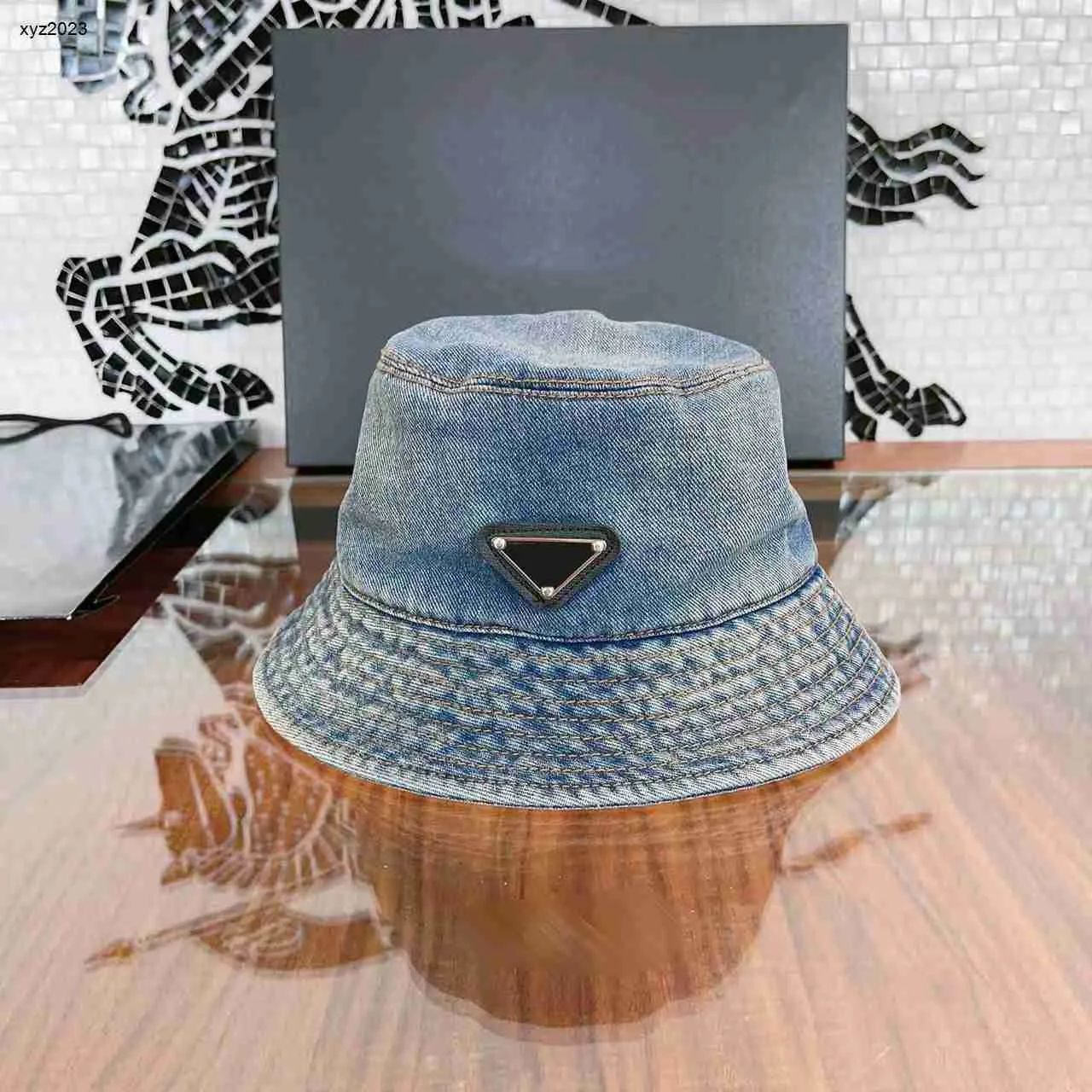 Fashion children Fedora designer kids Wide Brim Hats Size 3-12 t girl Fisherman hat Box packaging Blue denim fabric baby caps Dec05