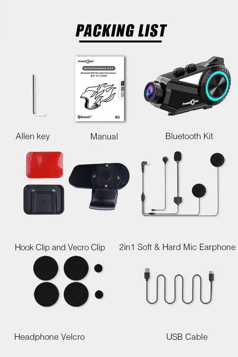 Motorcycle Intercom Freedconn R3 Motorcycle Helmet Headset Group