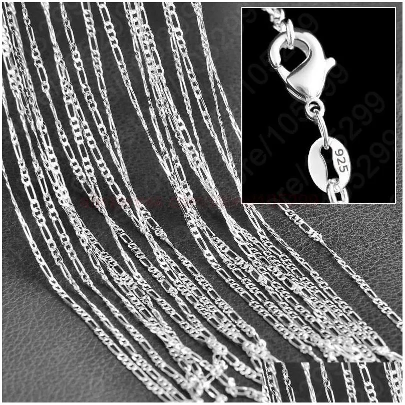 Kedjor 10st/Lot 2mm Figaro Chain 925 Sterling Sier smycken halsbandskedjor med hummerklasspar storlek 16 18 20 22 28 28 30 tum droppe dhxiy