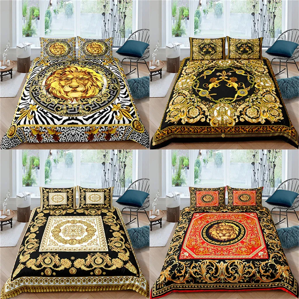 Bedding sets Luxury Black Gold 3Pcs Geometric Queen King Full Size Duvet Cover Linen Set 2 Seater Bedspread 200x200 240x220 160x200 231214