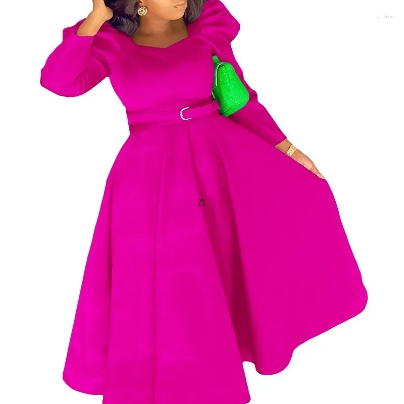 女性のためのエスニック服アフリカの長いドレス2024割引秋のパーティーナイトベルトハイローブビッグサイズ