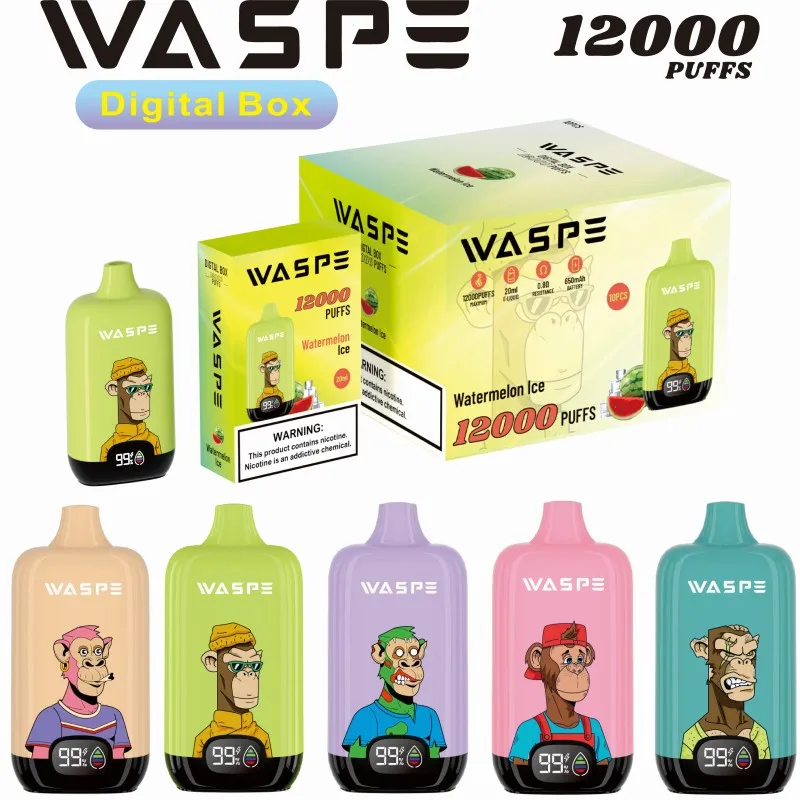 USA Europa Polen beliebte Waspe Puff 12K Big Puffs Vape Einweg 12000 Vapers Digital Box Bildschirm Bang Vaper 0%/2%/3%/5% NIC E-Zigaretten