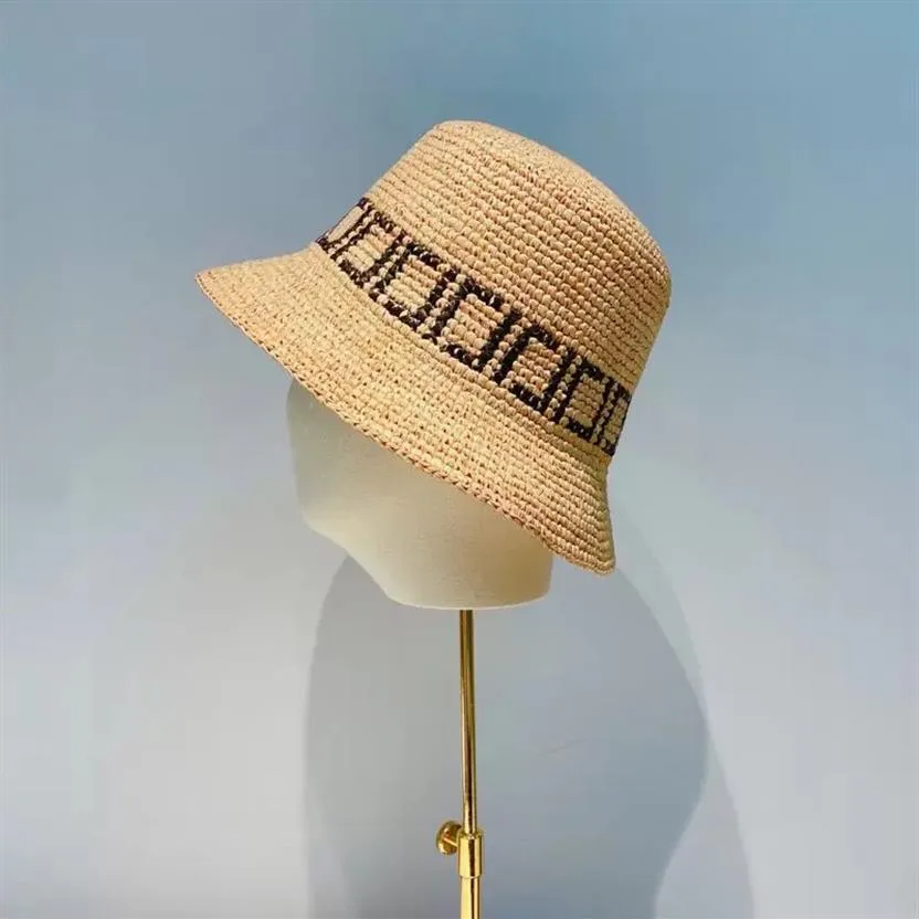Designer Letter Bucket Hat For Women Mens Hatts Fashion Lafite Straw Cap Womens Buckets Casquette Caps Men F Hats Bonnet Beanie 220214M