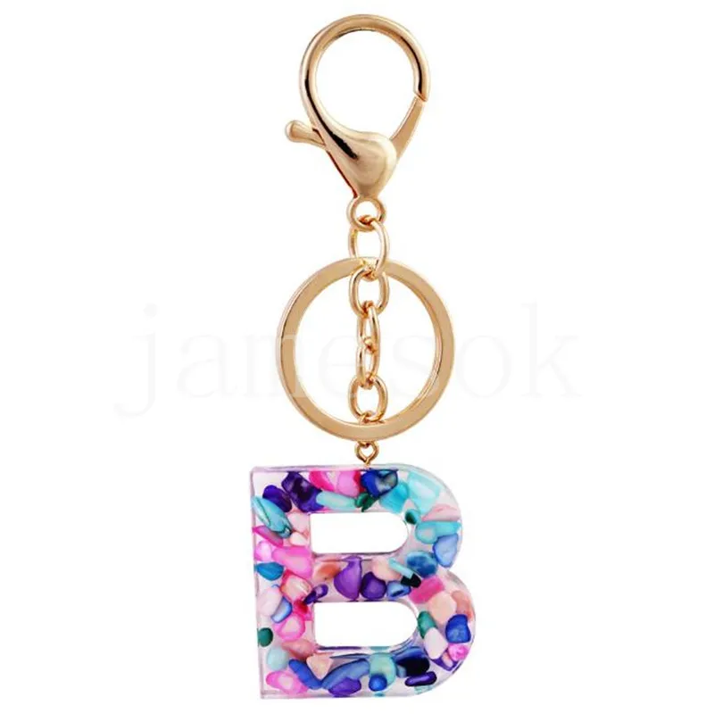 Trendy 26 lettere a ciondolo Donne della catena chiave da uomo Acrilico portachiavi Acrychain A a Z Keyring Charm Charm Bag Accessori regalo DE793