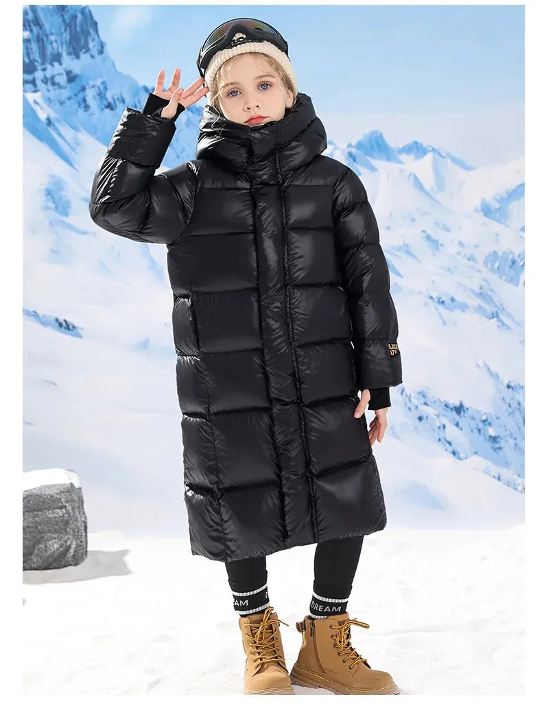Abrigo Largo Acolchado Con Capucha Para Niñas – Invierno, Resistente Al Viento, Ideal Para Colegio Y Nieve