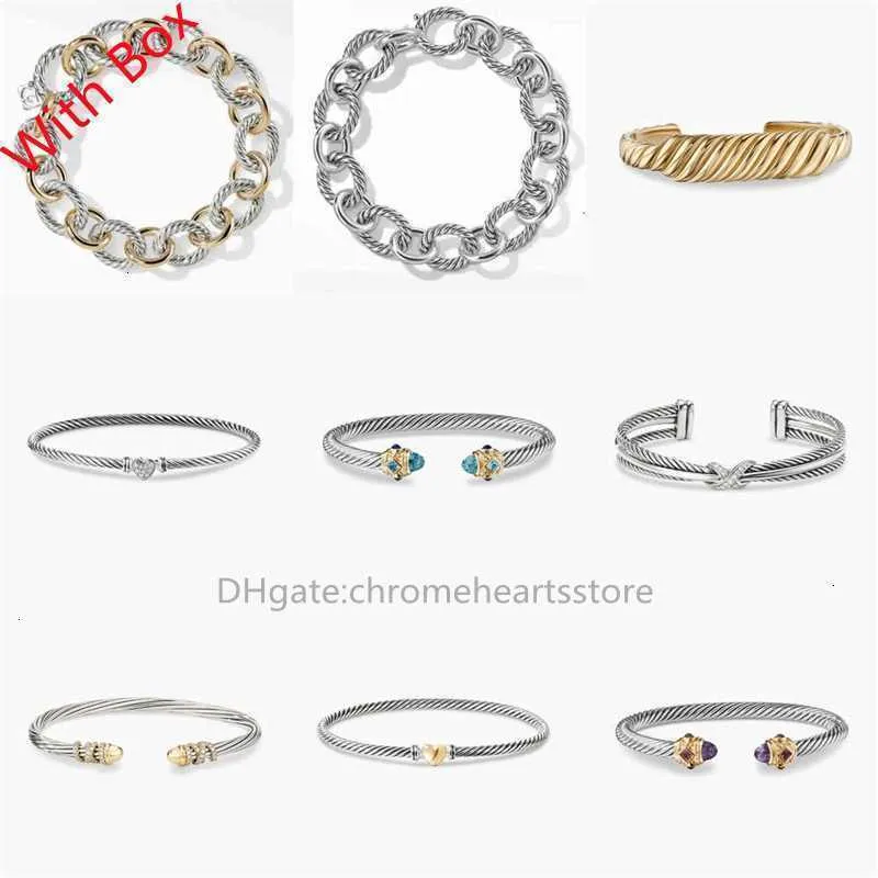 DY Designer Braclet Twisted Drut okrągłe głowica luksusowe bransoletki bransoletka kabel x złota srebrna moda moda wszechstronna platyna platyna
