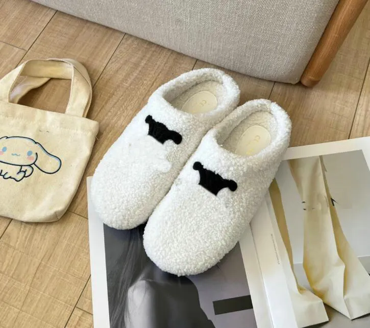 Designer Sandals Women Home Fur Fluffy Sippers Winter Indoor House Slipper Slides Black And White Furry Fuzzy Sliders Ladies Flat Mule Pool Sandels jia