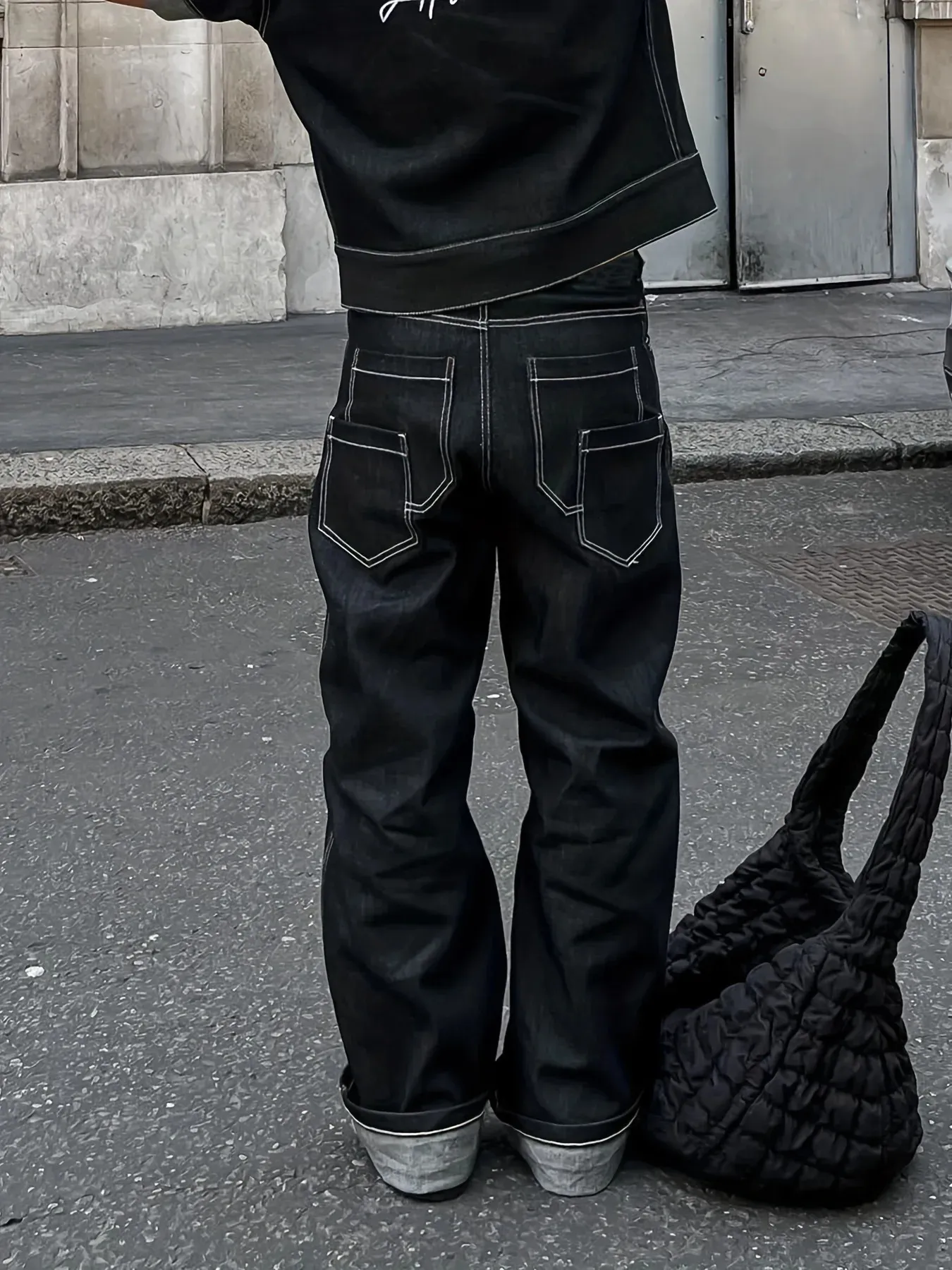 Mens Baggy Wide Leg Jeans Multi Pocket Casual Pants... From Luo04