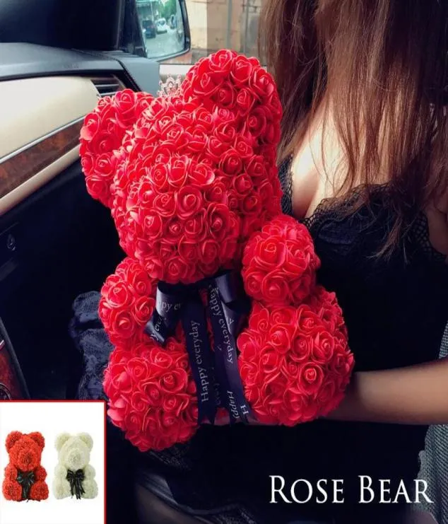 Sztuczne kwiaty róże misy niedźwiedzi dziewczyna rocznica Valentine039S Day Prezent urodzinowy prezent na przyjęcie weselne 8512544