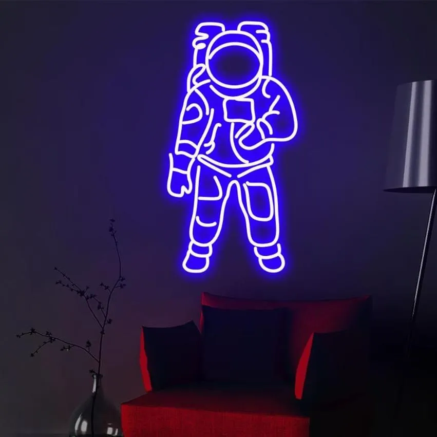Inne impreza imprezowa dostarcza Astronauta Neon Znak Niestandardowy LED Pink Home Room Decoration Decoration Ins Shop Decor327Q
