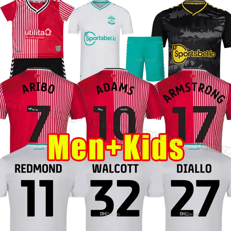 23 24 ARIBO 7 South Amptons Soccer Jerseys Redmond 2023 2024 Ward-Prowse Football Shirts Adult Men Aribo Jersey Red Kids Child Elyounsi Armstrong Romeu