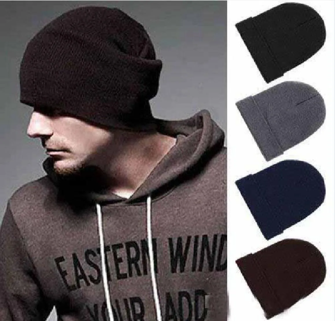 s classic Mens Ladies Womens Slouch Beanie Knitted Oversize Beanie Skull Hat Caps black grey blue coffee 12pcs8382496