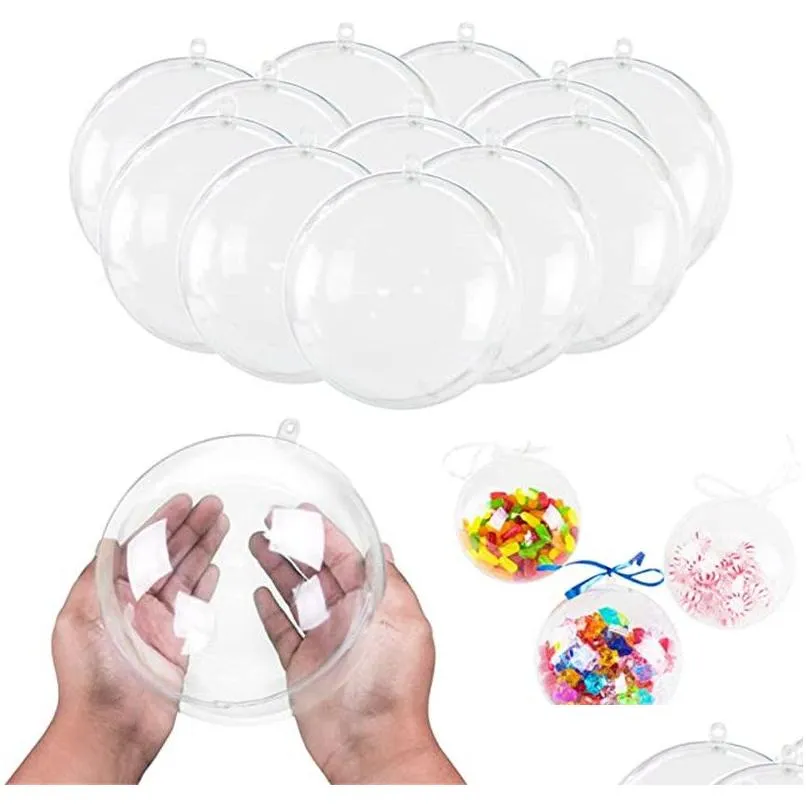 Decorações de Natal Moda Clear Bolas de Plástico Enfeites Bola de Natal Fillable DIY Ornamento Casamento Ano Novo Decoração Drop Deli Dh0Rl