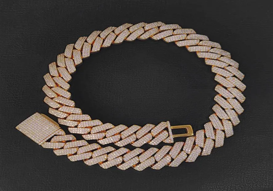 20mm 1624Inch bling kedjor guldpläterade bling cz stenkedja halsband armband smycken för män punk smycken tunga kedjor1187281