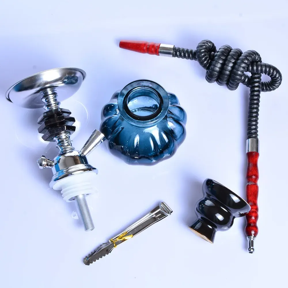 Portable Hookah Shisha Smoking Water pipe Set 10.8inch Cool Mini Colorful Glass Arab Innovative Sheesha Narguil Narghile Nargile Kit Gift