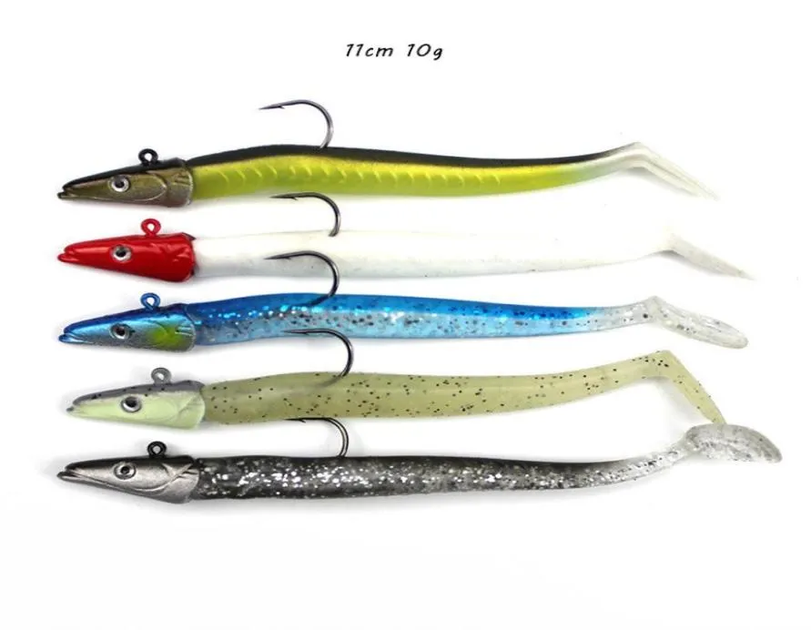 11cm 10g Bionic Fish Hook Soft Baits Lures Jigs Single Hooks 5 Color Mixed Silicone Fishing Gear 5 Pieces Lot FS22608351