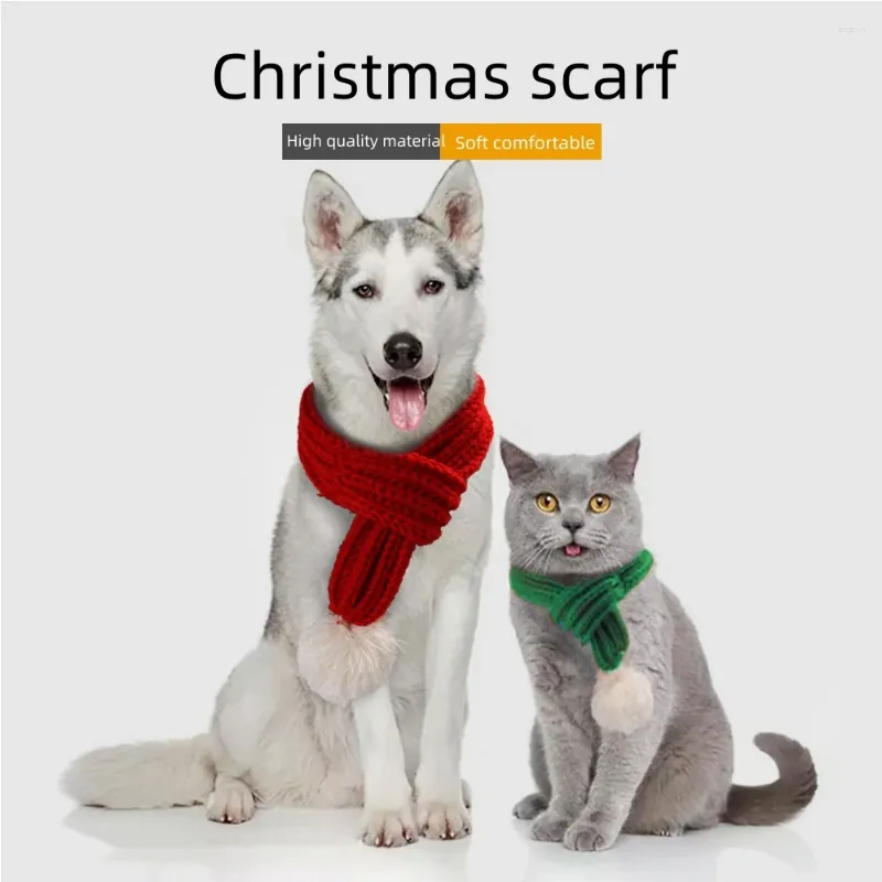 Dog Apparel Christmas Scarf Red Cat Cute Knitted Autumn Winter To Keep Warm Supplies Accessories For Small Dogs Party