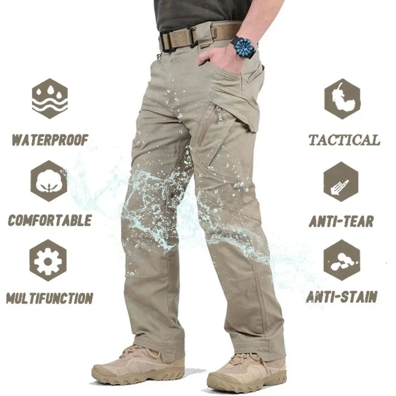 メンズパンツix9市民的戦術パンツ男性SWAT戦闘ズボンカジュアルメンハイキングパンツ屋外ズボンズボン貨物防水パンツ231213