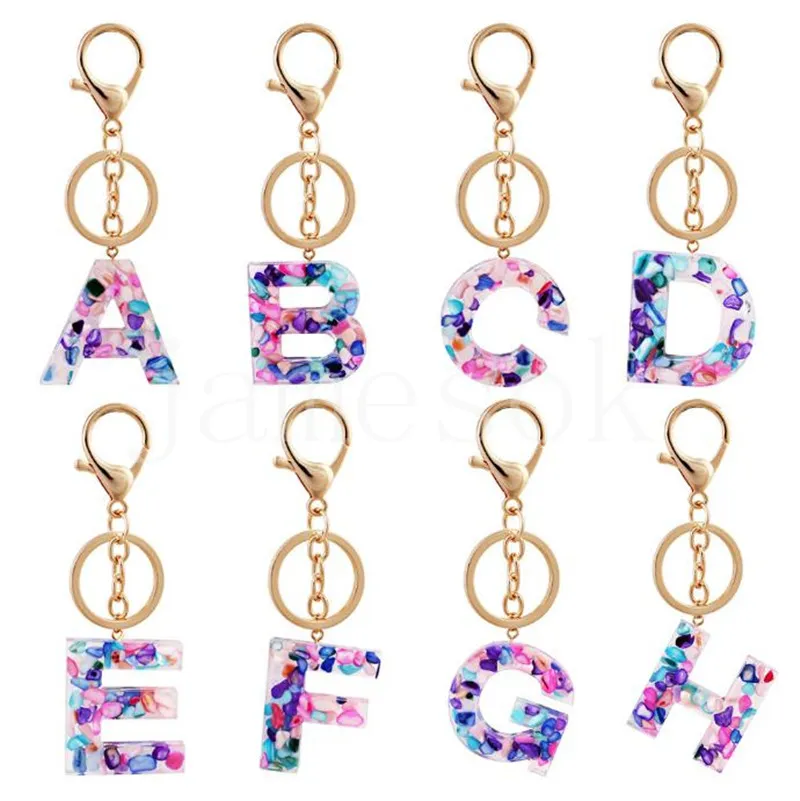 Trendy 26 lettere a ciondolo Donne della catena chiave da uomo Acrilico portachiavi Acrychain A a Z Keyring Charm Charm Bag Accessori regalo DE793