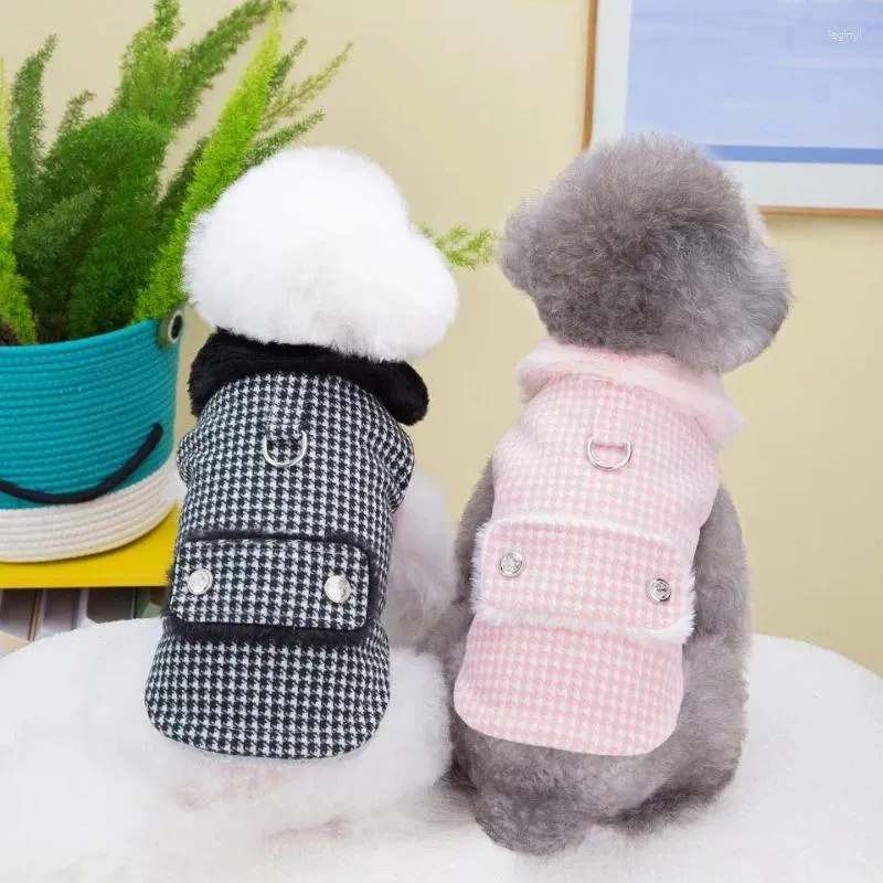 Vêtements de chien chaud mode Ins hiver vêtements pour animaux de compagnie manteau pied-de-poule épaissi veste en treillis thermique vêtements de créateur Costume