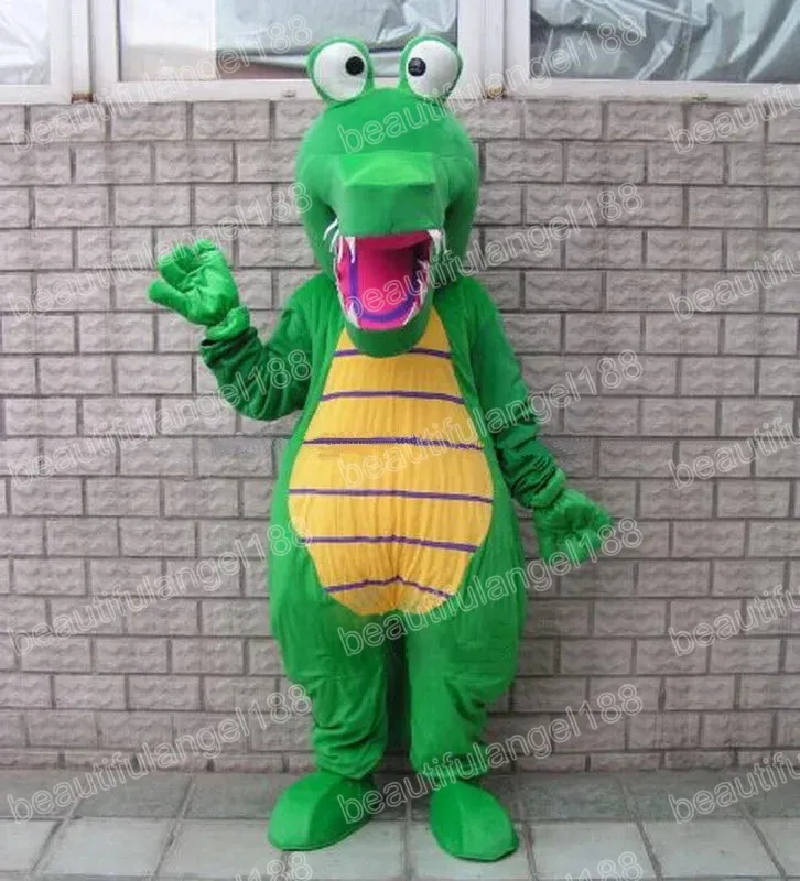 Halween Green Crocodile Mascot Costumi di alta qualità Caratteri di carnivali per adulti Carnivals Outfit Natali