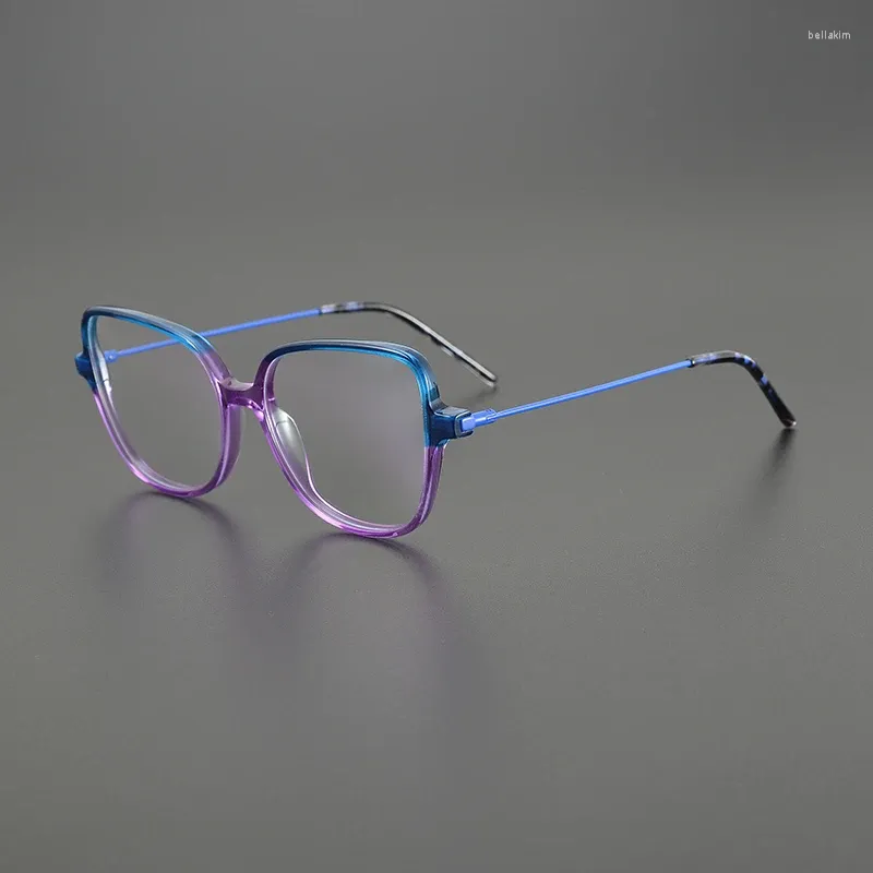 Óculos de sol quadros japão acetato de alta qualidade quadrate puro bloco de cor artesanal personalidade homens e mulheres óculos quadro prescrição óptica
