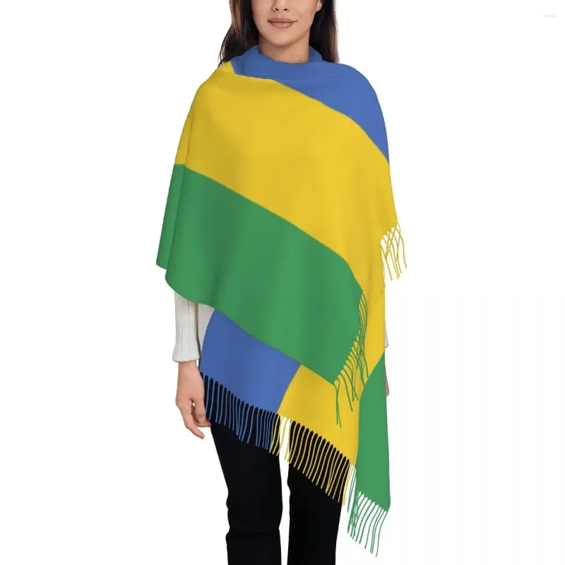 Basker gabon flagga kvinnors sjal wraps frans halsduk lång stor