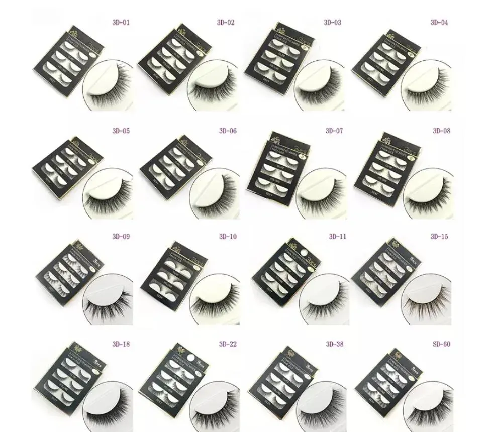 3D Mink Hair False eyelashes 16 Styles Handmade Beauty Thick Long Soft Mink lashes Fake Eye Lashes Eyelash 