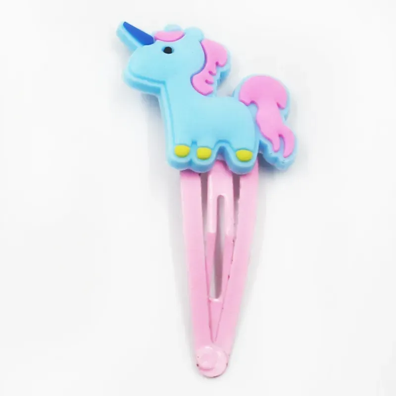 Cute Girls cartoon horse Clip Baby Kids Barrettes PVC BB Pink Hairpins Children Hair Accessories Lovely Gifts Decor M2216