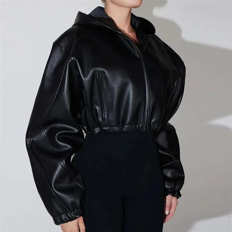 Veste Moto En Cuir Véritable Pour Femme - Slim Fit, Capuche, Couleur Noire, Neuf Avec étiquettes