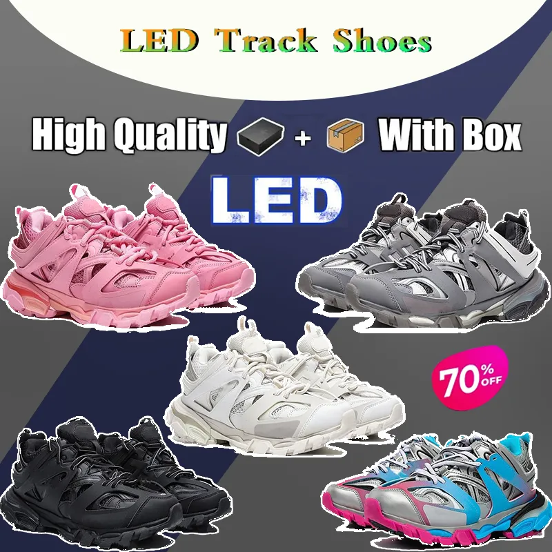 3.0 Designer Shoes Track LED 3 Luxury Womens Mens Outdoor Casual Triple-S Sneakers Black White Green Crystal Outsole Running With Box