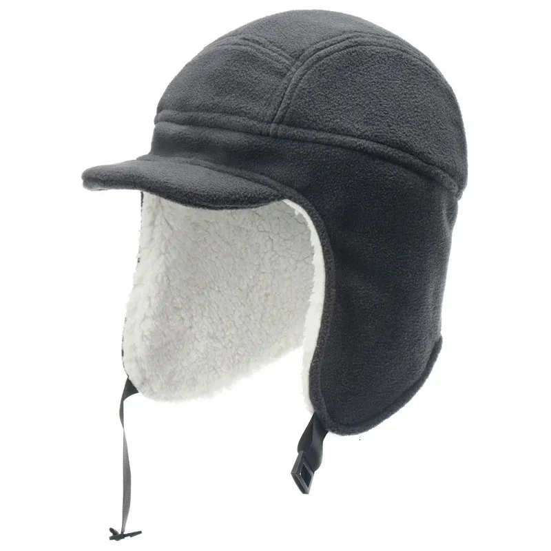 Cappello da cacciatore da uomo in pile berbero invernale da uomo caldo spesso con aggiunta di berretti foderati in pelliccia con visiera scaldaorecchie berretto da sci y231212