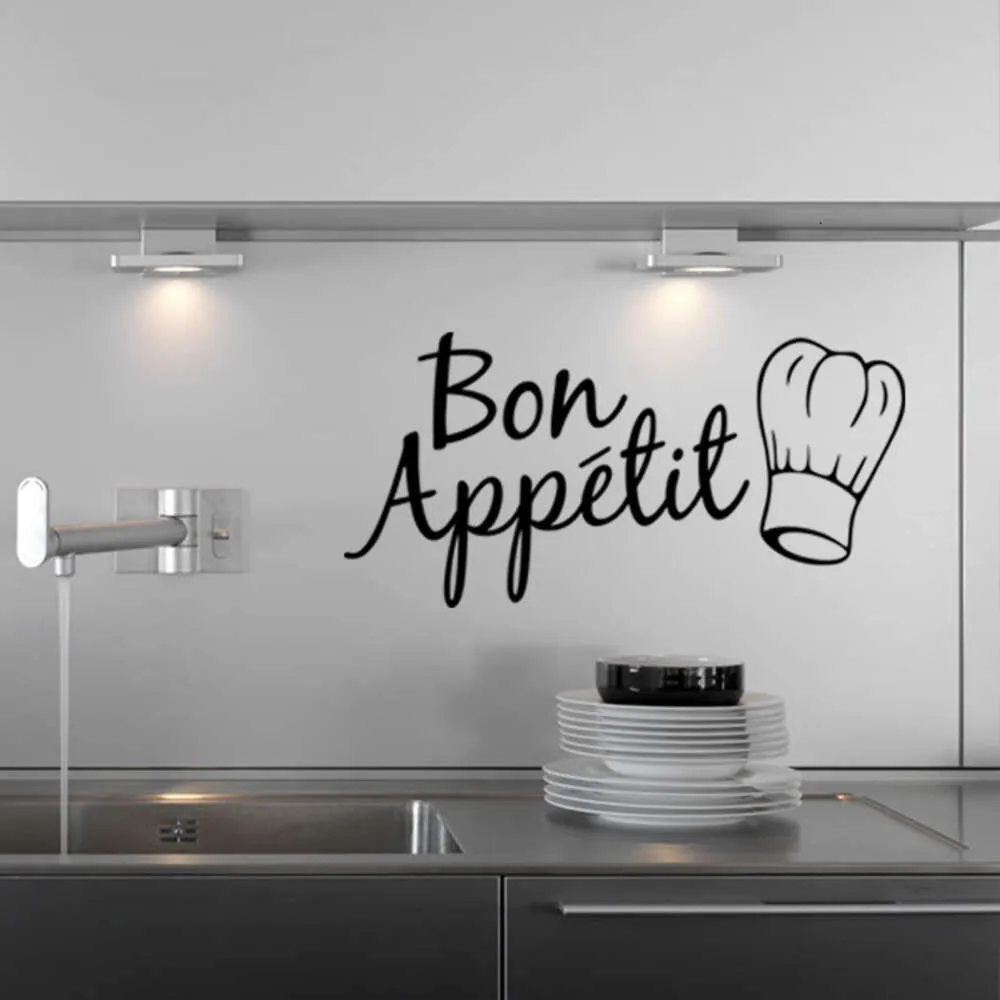 Bon Appetit Gıda Duvar Stickers Restoran Mutfak Odası Dekorasyonu Diy Vinil Adesivo De Paredes Ev Çıkartmaları Sanat Posterler Kağıtları