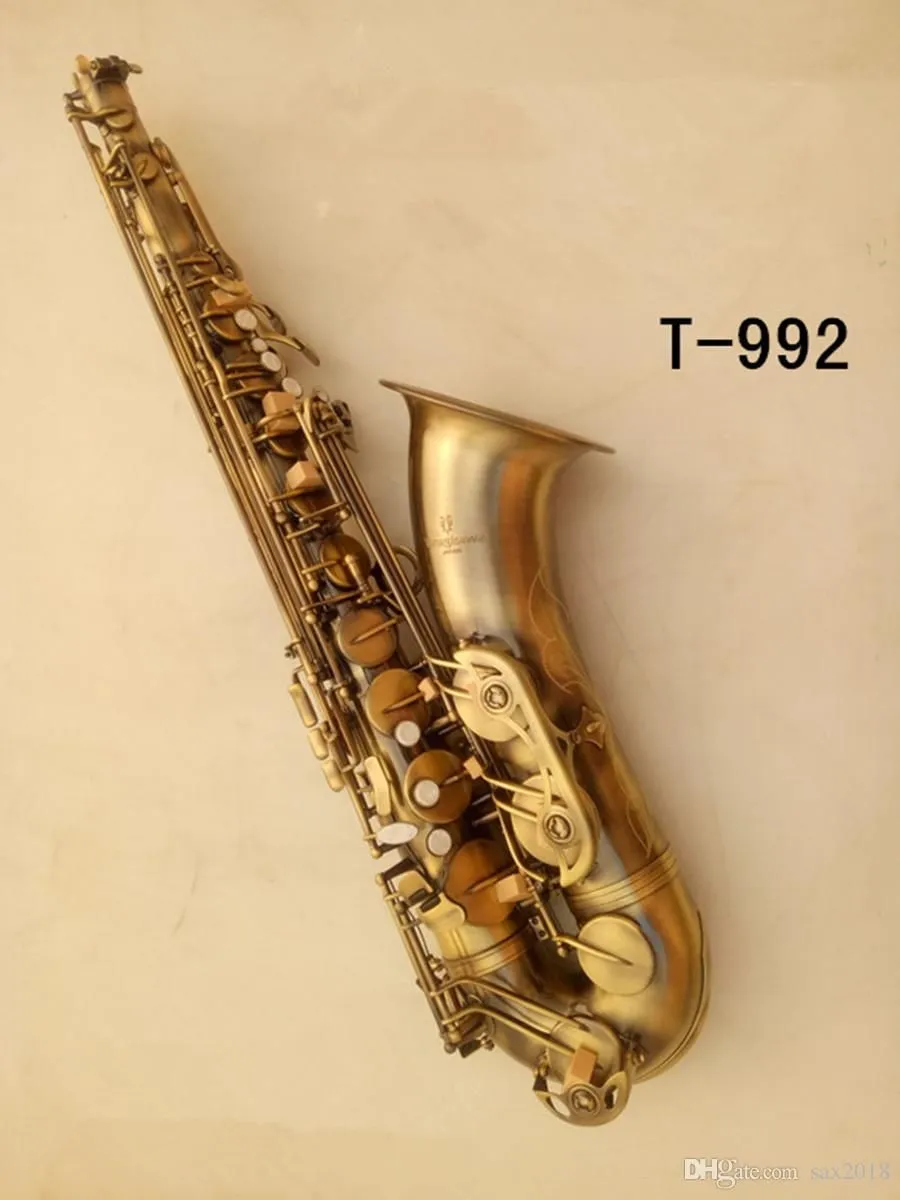 Super Play Bronzed Tenor Saxophone T-992 BB Flat Vintage Musical Instrument med Case Neck Mouthpiece