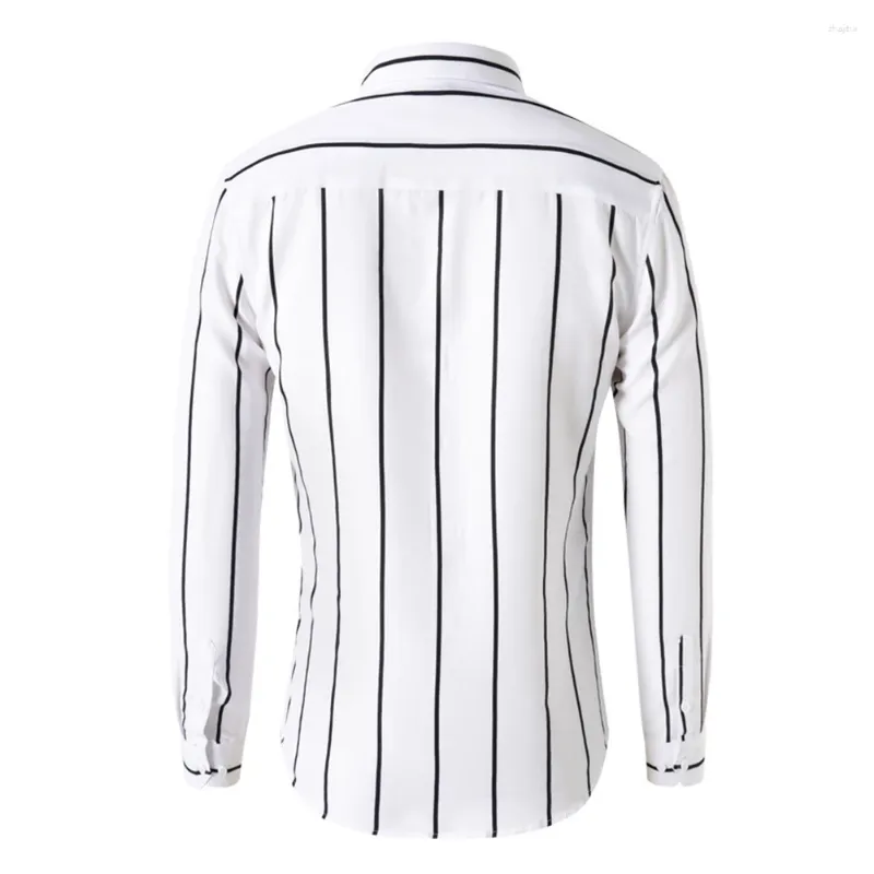 Men's Dress Shirts Classic Collar Long Sleeve Striped Lapel Shirt Casual And Formal Blouse Top For A Timeless Look Available In Sizes S 2XL