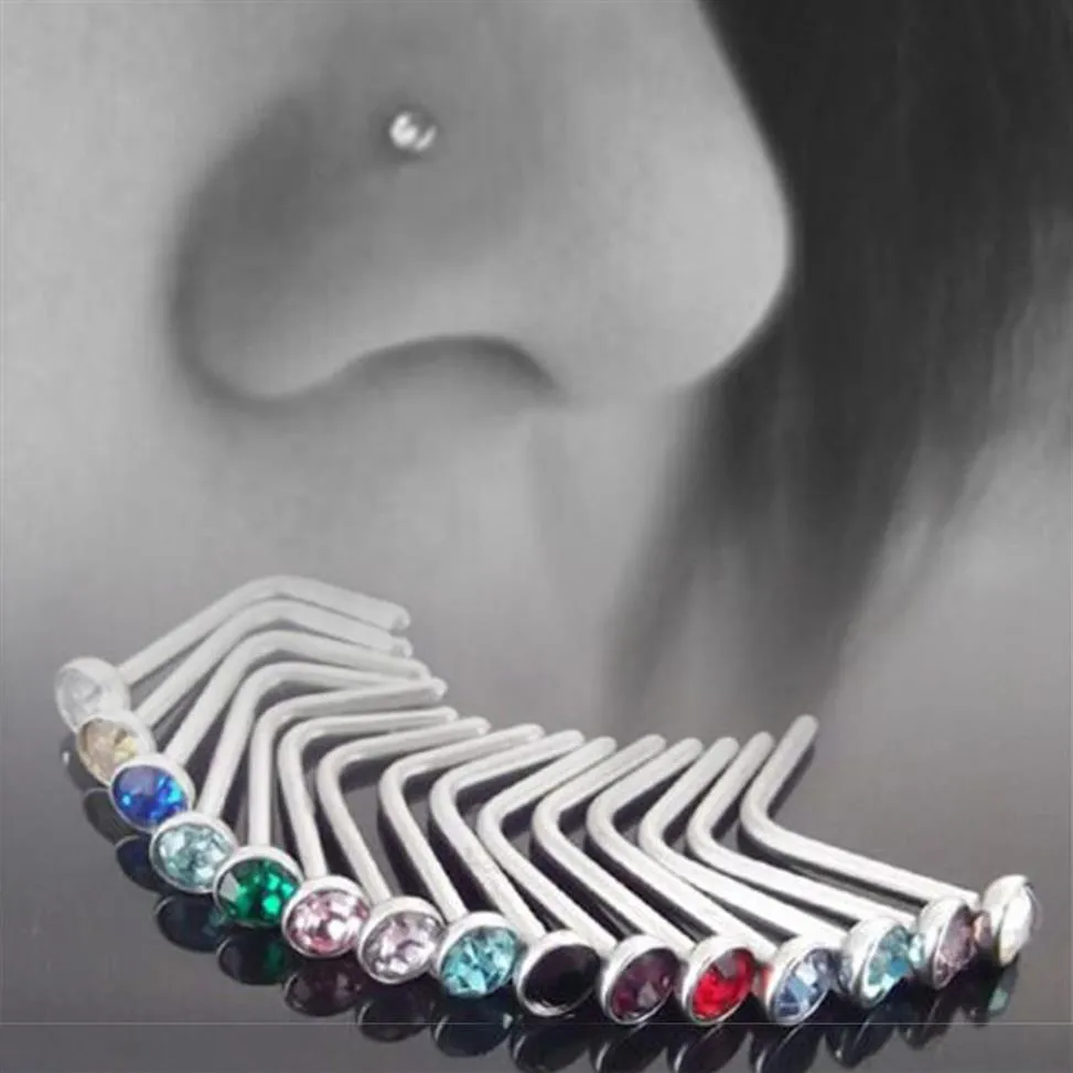 100 peças piercing estilo punk nariz lábio corpo joias para homens mulheres pinos 1 8mm piercing corporal de aço inoxidável joias206e