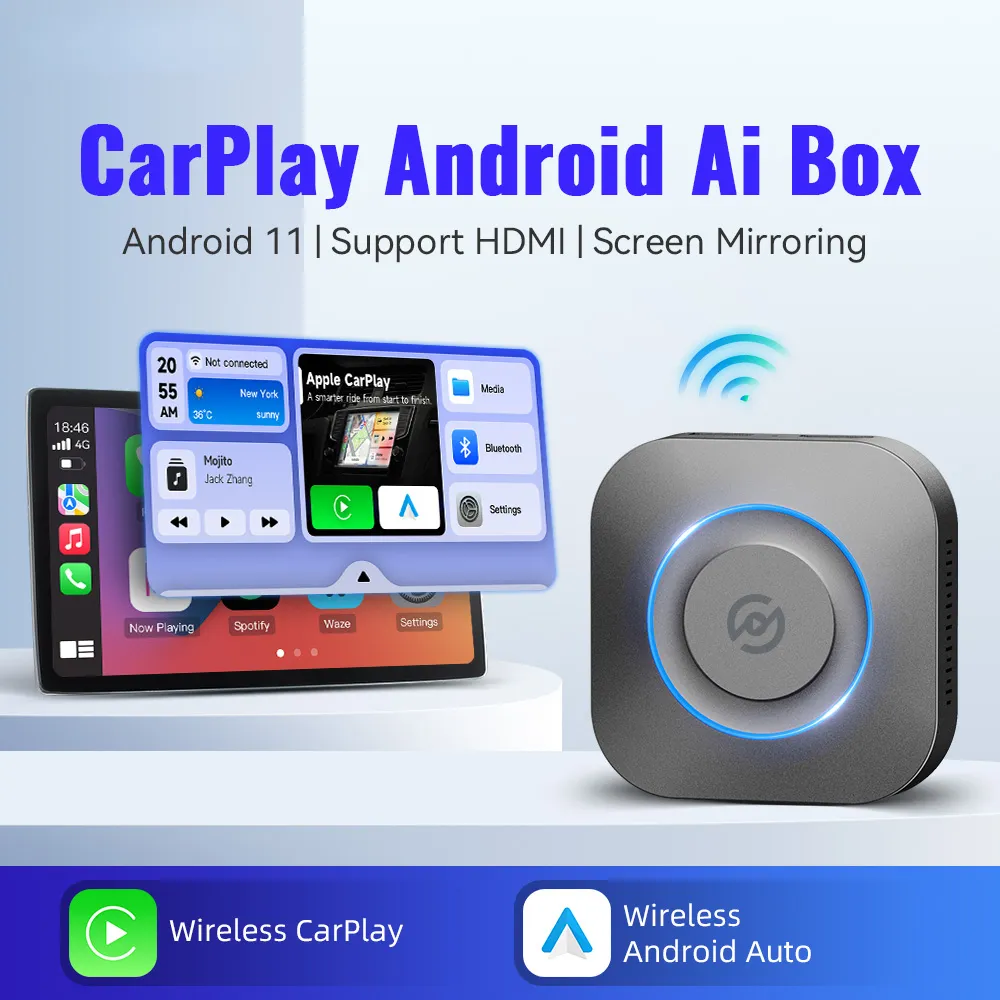 Bil carplay ai box mini tv -låda ny trådlös carplay adapter trådlös Android Auto Dongle Android 11 för trådbundna carplay -bilar