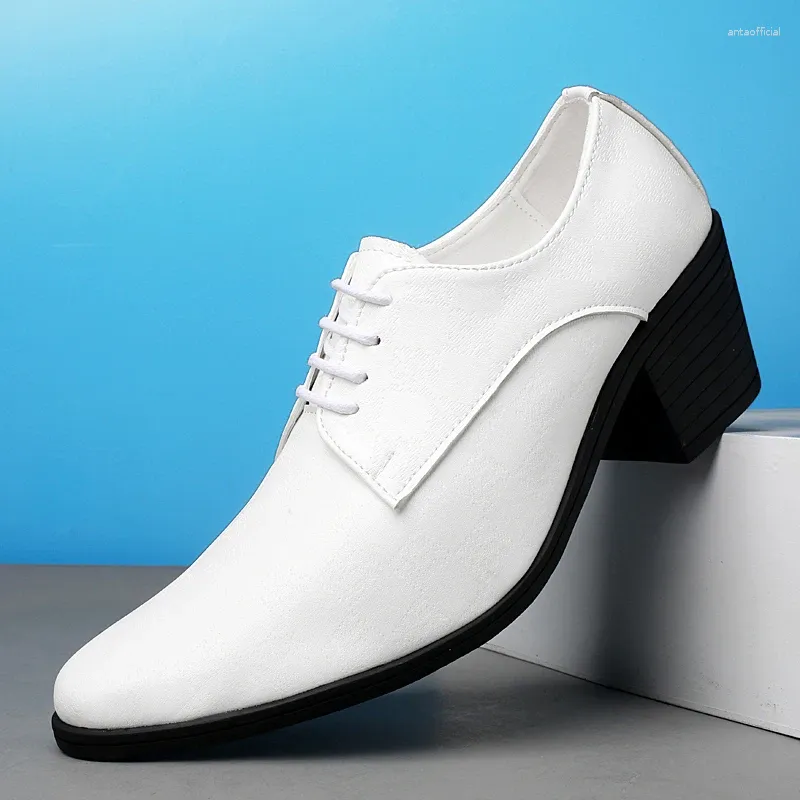 Robe chaussures hommes haut talon pointu en cuir pour hommes mode hauteur augmentant fête bal mariage Oxfords Zapatos De Hombre