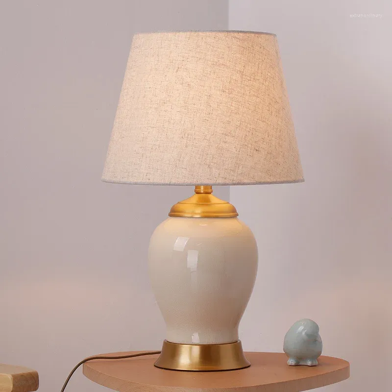 Вазы El прикроватные керамические настольные лампы для спальни, гостиной, стола, классические обеденные светильники