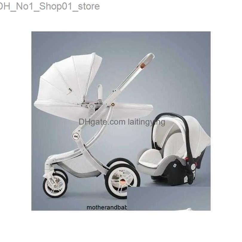 Carrinhos # Strollers # Strollers Carrinho de bebê de luxo 3 em 1 transporte com assento de carro casca de ovo nascido couro alto Landscapestrollers05 Drop Deliver Dhjv6 Q231215