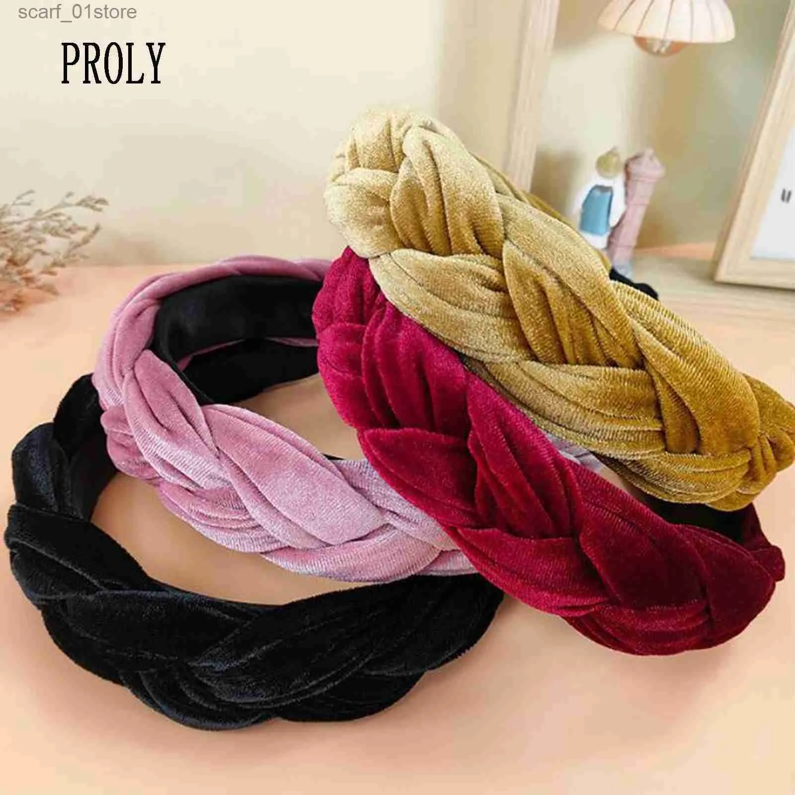 PROLY nouvelle mode femmes bandeau couleur unie tressé Haiand large côté chapeaux adulte cheveux accessoires automne L231214