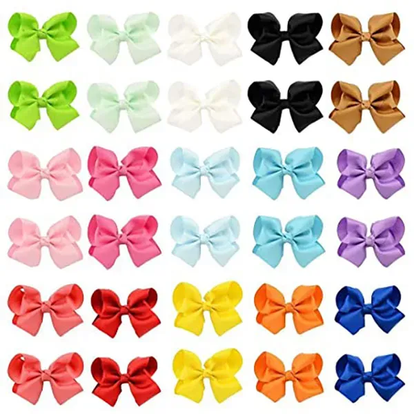 Hair Bows for Girls 4" Big Boutique Bow Alligator Clips Grosgrain Ribbon Hair Accessories Toddlers Kids Teens