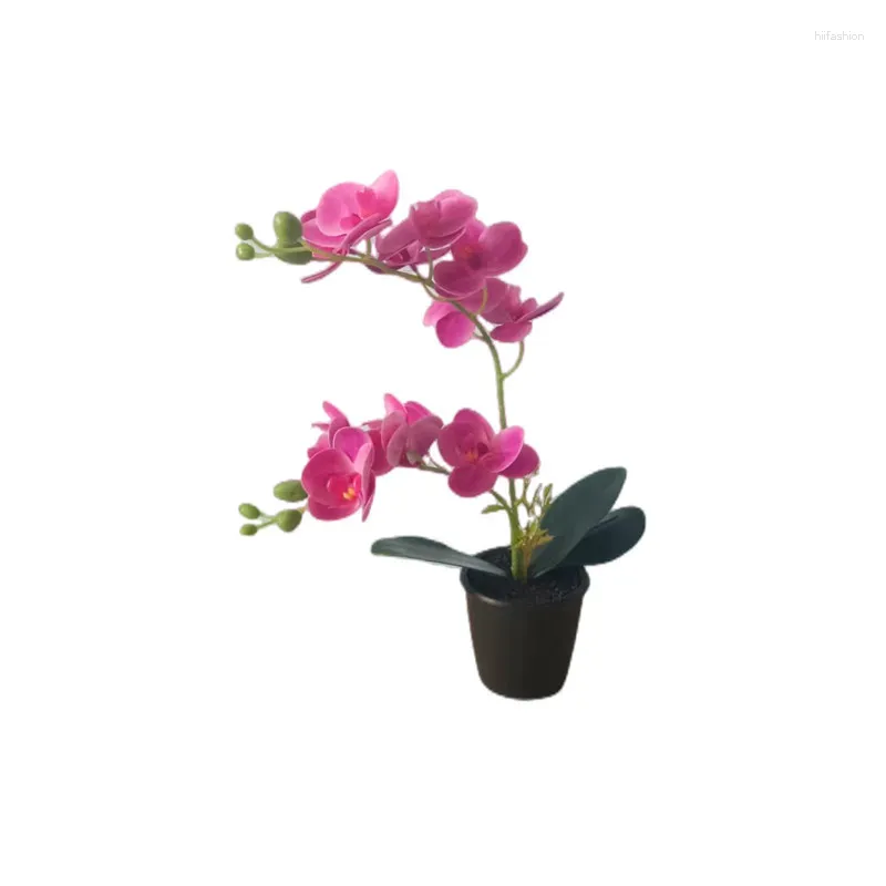 Dekorativa blommor Två grenar Latex Butterfly Orchid med Vase Artificial Flower Bonsai Fake Plant 12 Head For Home Wedding Festival Decor