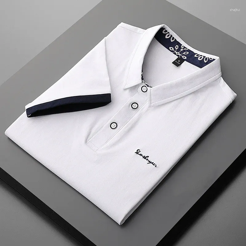 Herenpolo's Zomerkleding met korte mouwen Katoen Slim Fit Trend Business Casual Polo T-shirt met omgeslagen kraag Ademende tops