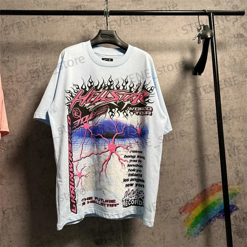 Herr t-shirts hellstar neuron turné t-shirt för män kvinnor t-shirt överdimensionerad tee t231214